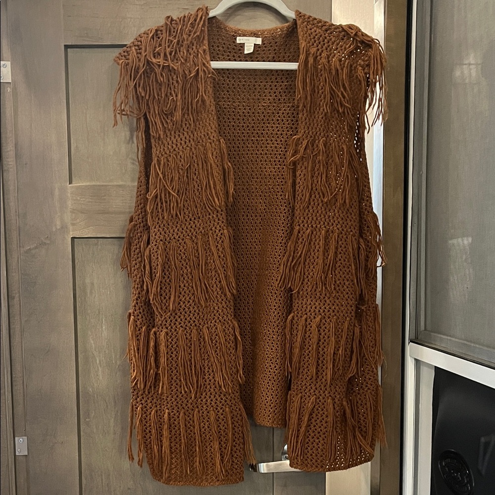 Cato Rust Knit Vest with Fringe